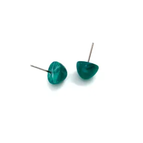 Emerald Green Marbled Gumdrop Stud Earrings