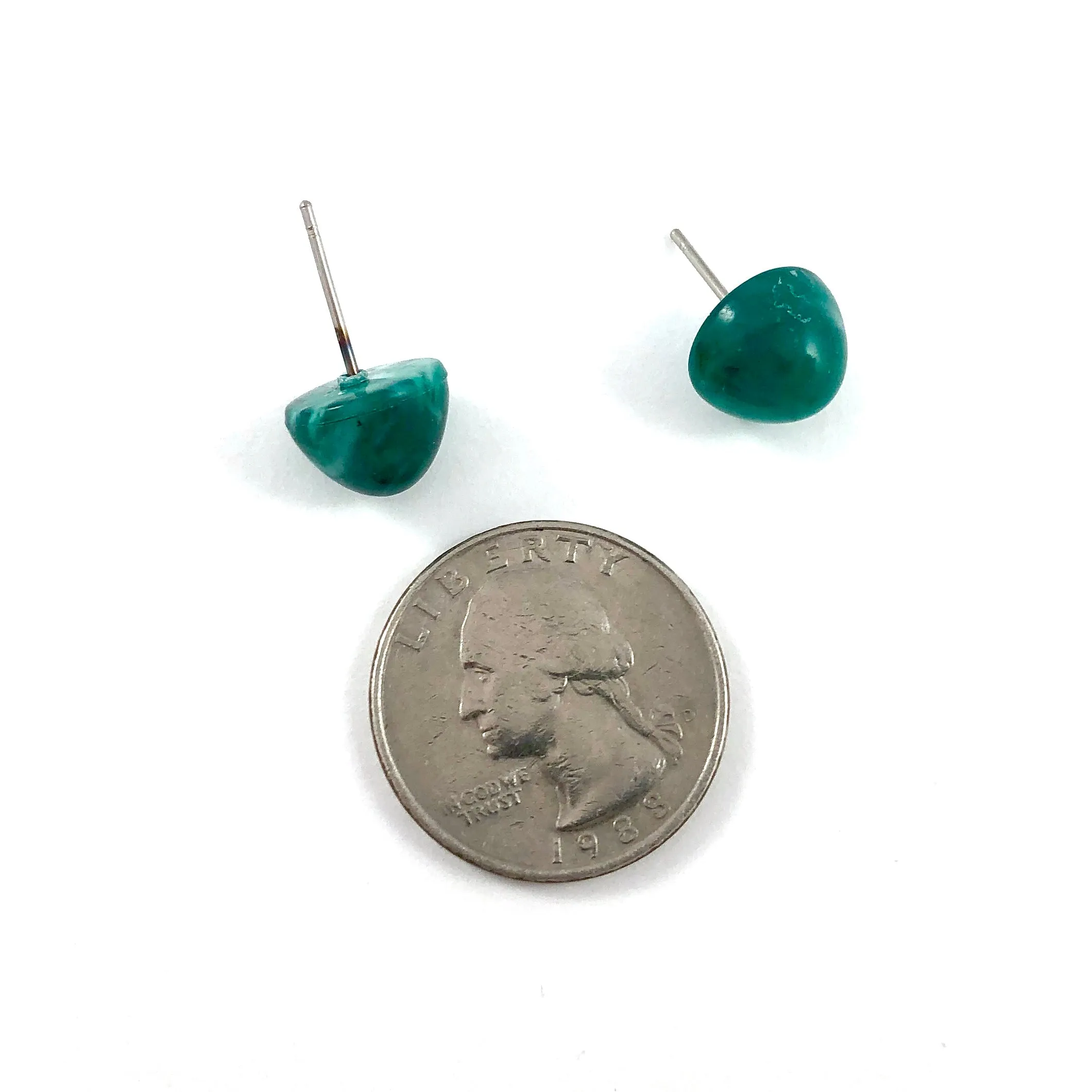 Emerald Green Marbled Gumdrop Stud Earrings