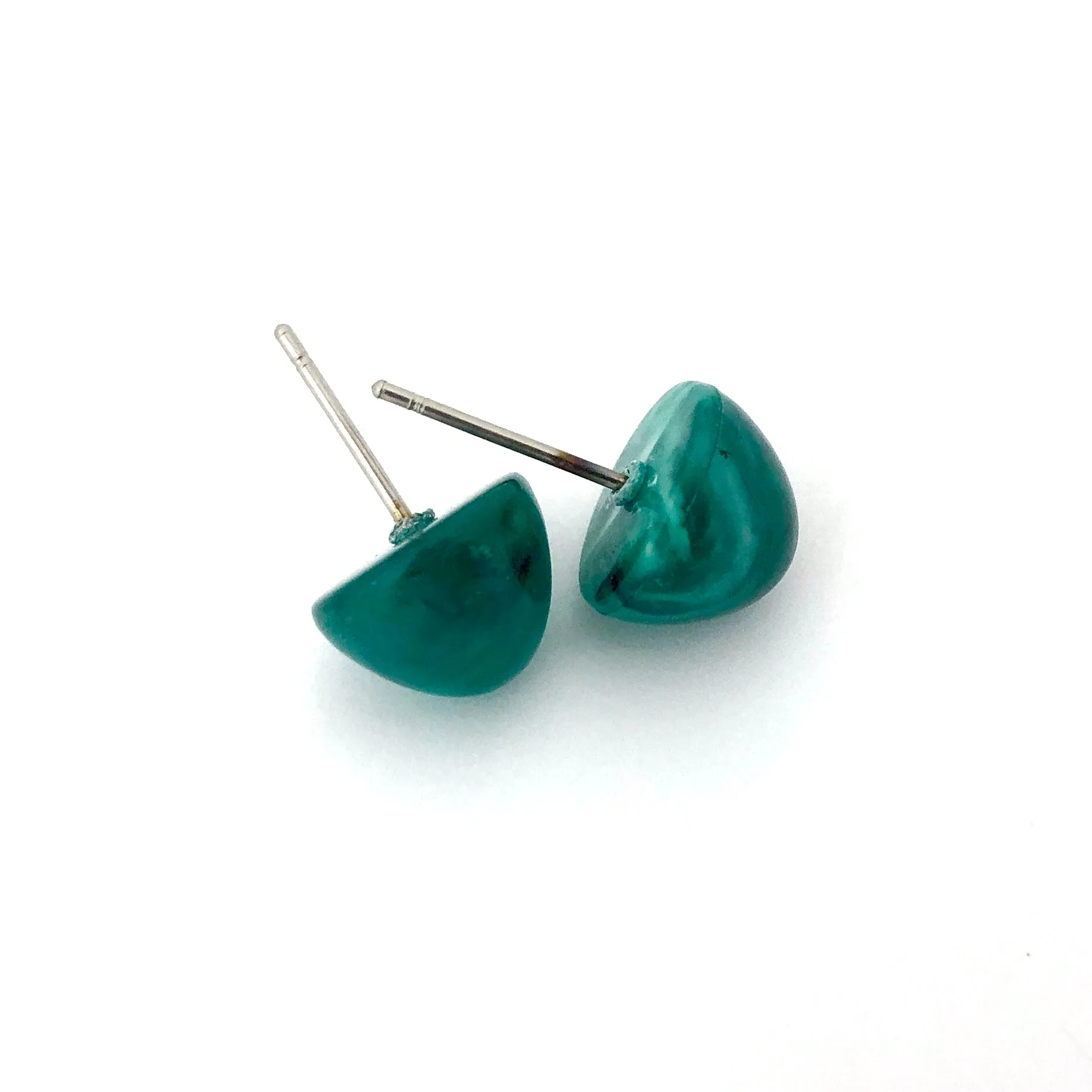 Emerald Green Marbled Gumdrop Stud Earrings