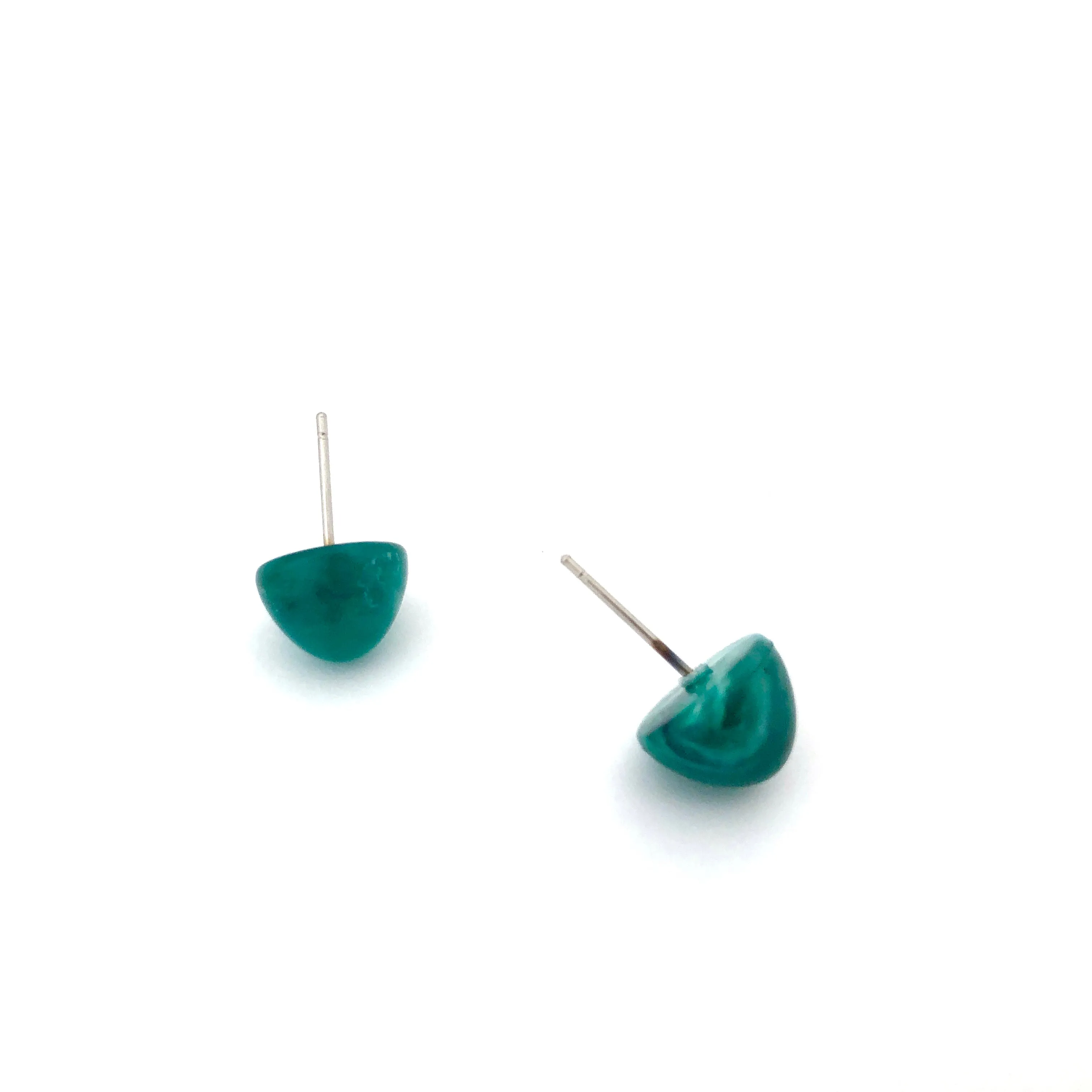 Emerald Green Marbled Gumdrop Stud Earrings