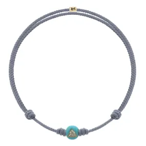 Enameled Medium Gold Ball With White Diamond Trillion Cord Bracelet