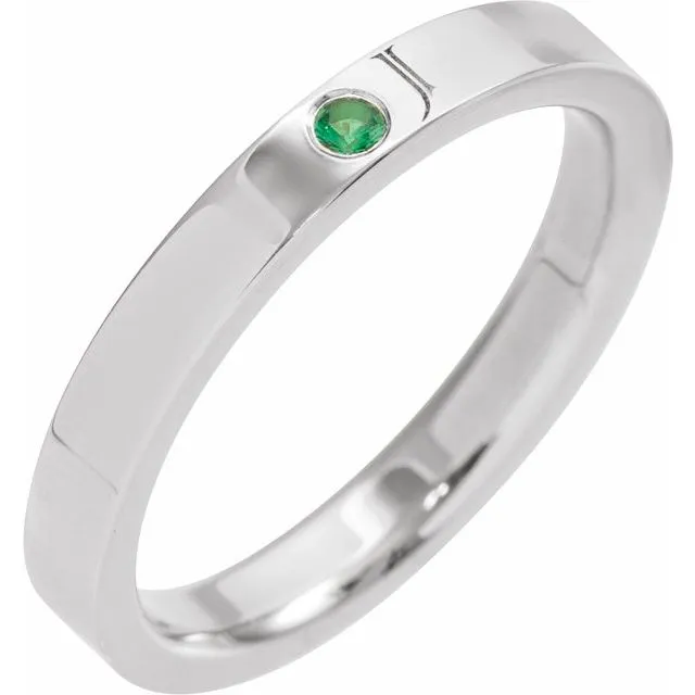 Engravable Initial Family Stackable 2mm Birthstone Ring