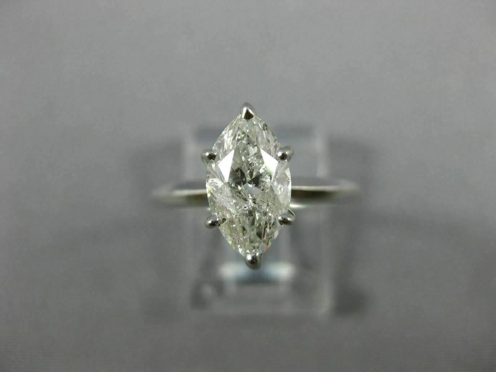 ESTATE 1.10CT DIAMOND 14KT WHITE GOLD 3D CLASSIC SOLITAIRE ENGAGEMENT RING