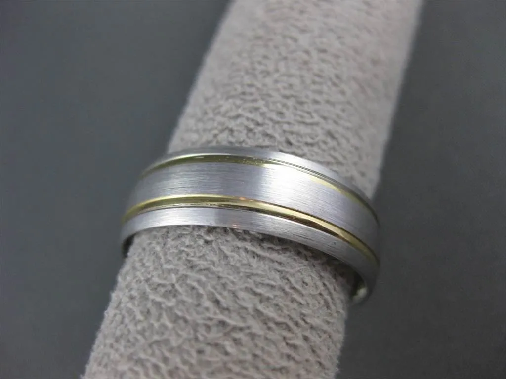 ESTATE WIDE 14K WHITE & YELLOW GOLD CLASSIC COMFORT FIT WEDDING BAND RING #23114