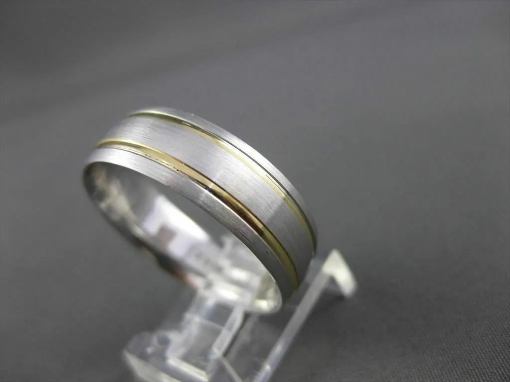 ESTATE WIDE 14K WHITE & YELLOW GOLD CLASSIC COMFORT FIT WEDDING BAND RING #23114