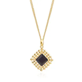 Etrusca Diamond Drop Gemstone Pendant: Black Onyx