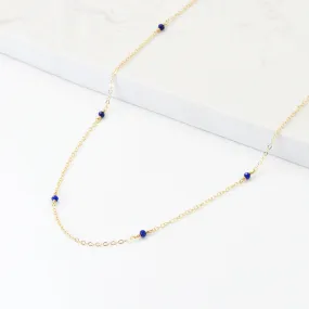 Faceted Lapis Lazuli Bead Pendant Necklace in 14K Gold Handmade Jewelry Women Accessories