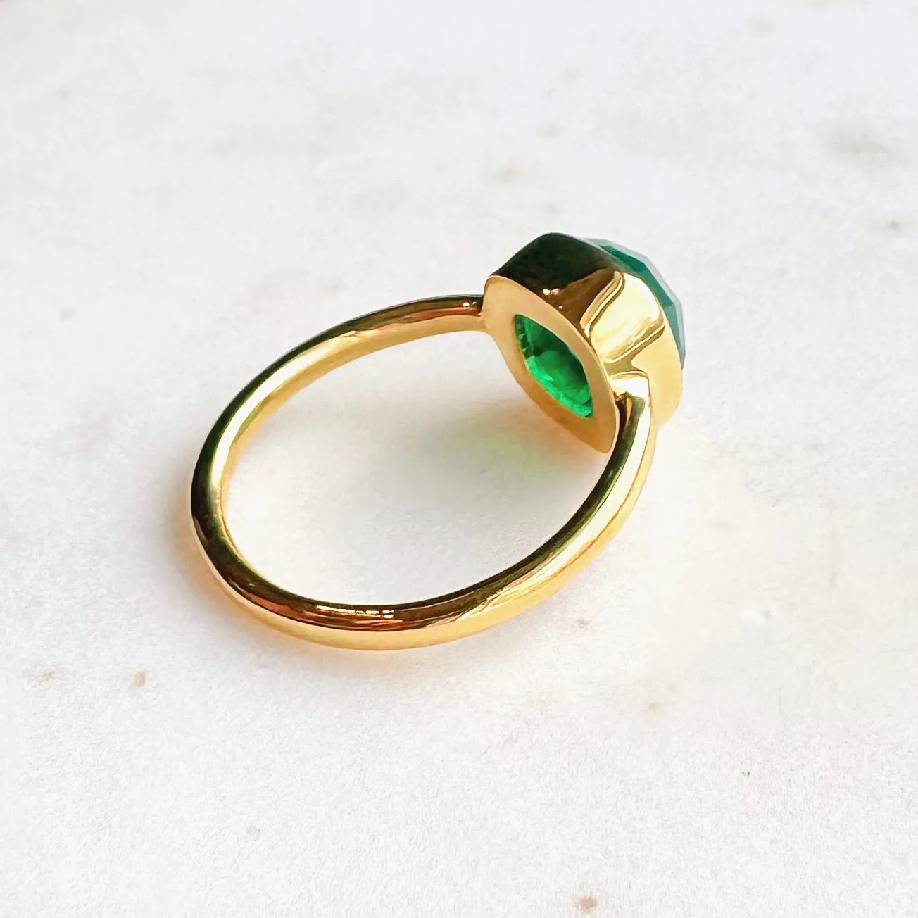 Faceted Square Semi-Precious Stone Vermeil Ring