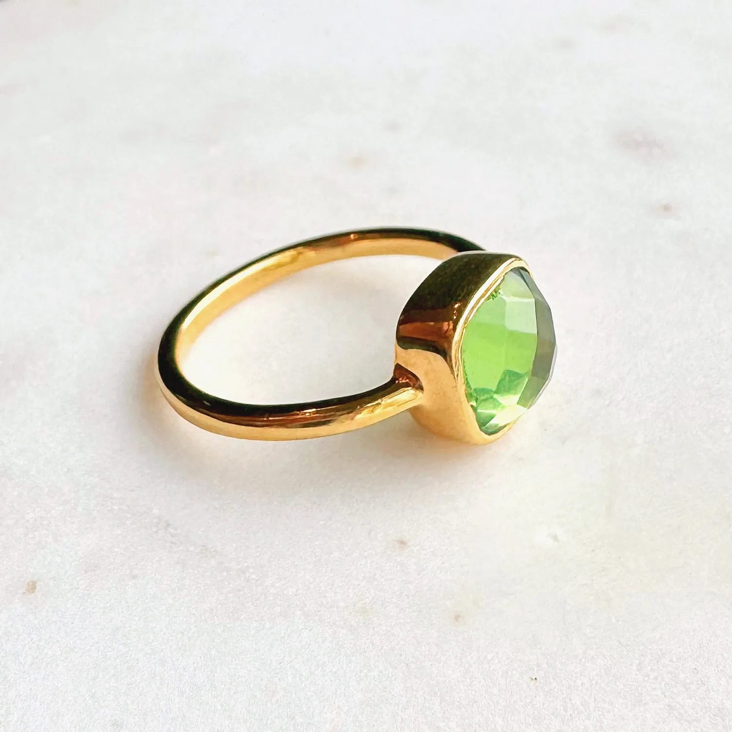 Faceted Square Semi-Precious Stone Vermeil Ring