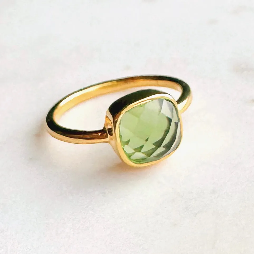 Faceted Square Semi-Precious Stone Vermeil Ring