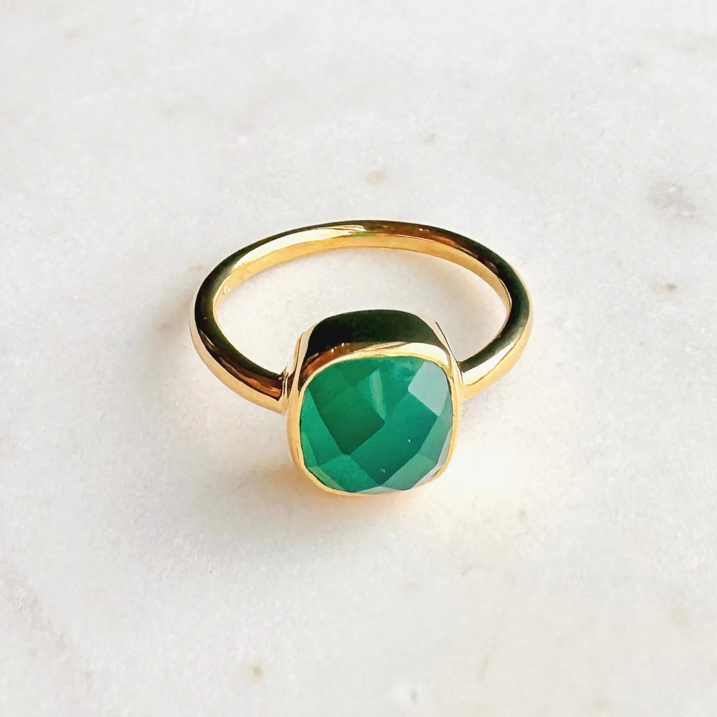 Faceted Square Semi-Precious Stone Vermeil Ring