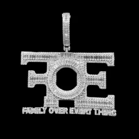 Family Over Everything Iced Out Letter Diamond Pendant Necklace