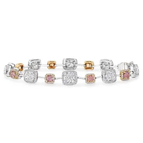 Fancy Cut Pink and White Diamond Bracelet, 8 CT