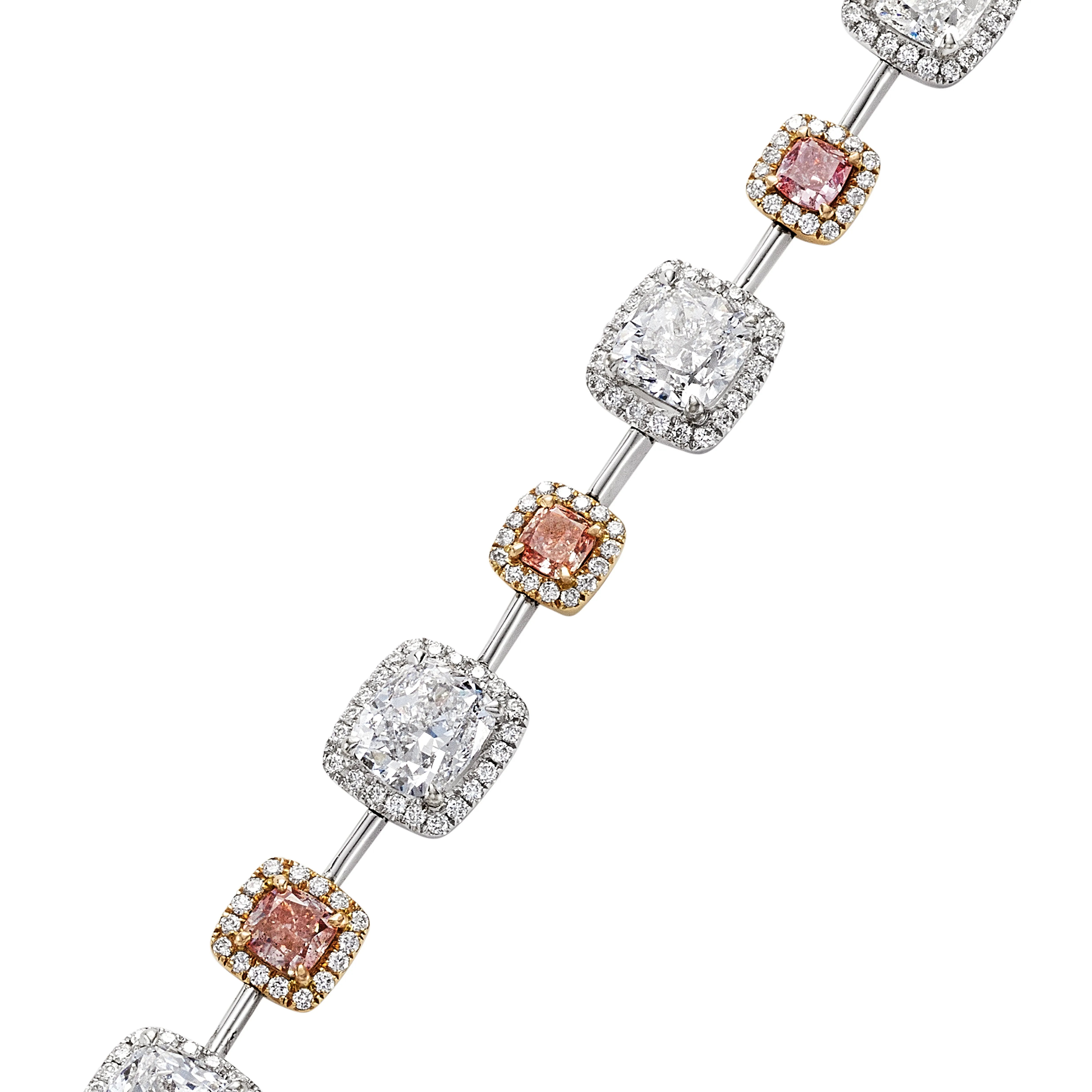 Fancy Cut Pink and White Diamond Bracelet, 8 CT