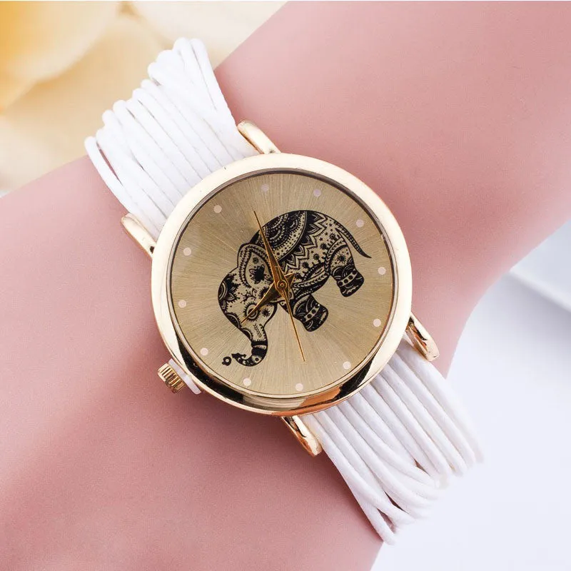 Fashion Elephant Bracelet Quartz Watch Women Wrist Watches Ladies Rope Chain Wristwatch quartz-watch Clock