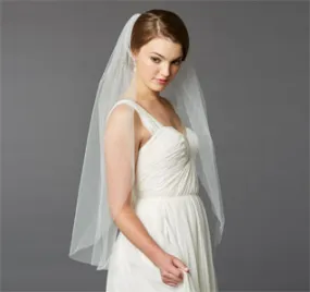 Fingertip Length Single Layer Cut Edge Bridal Veil