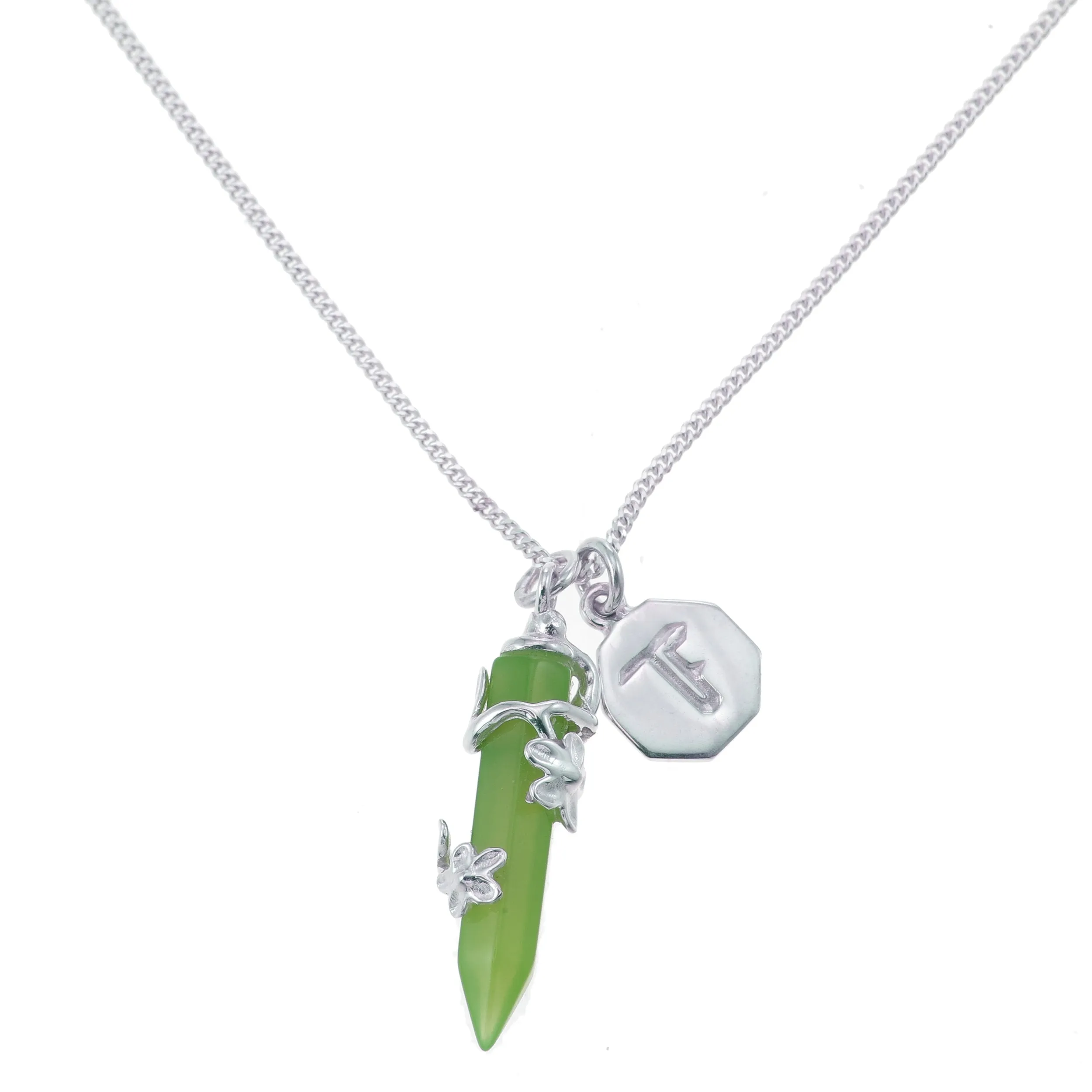 FLOWERING VINE NECKLACE - CHRYSOPRASE - SILVER