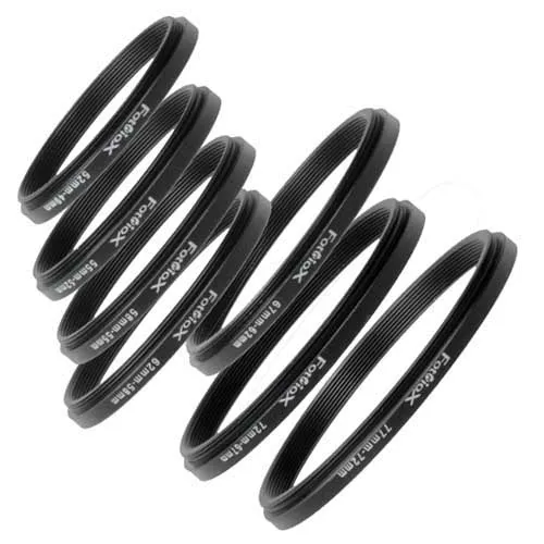 Fotodiox Step-Down Ring Set - Set of 7 Anodized Aluminum Filter Adapter Rings