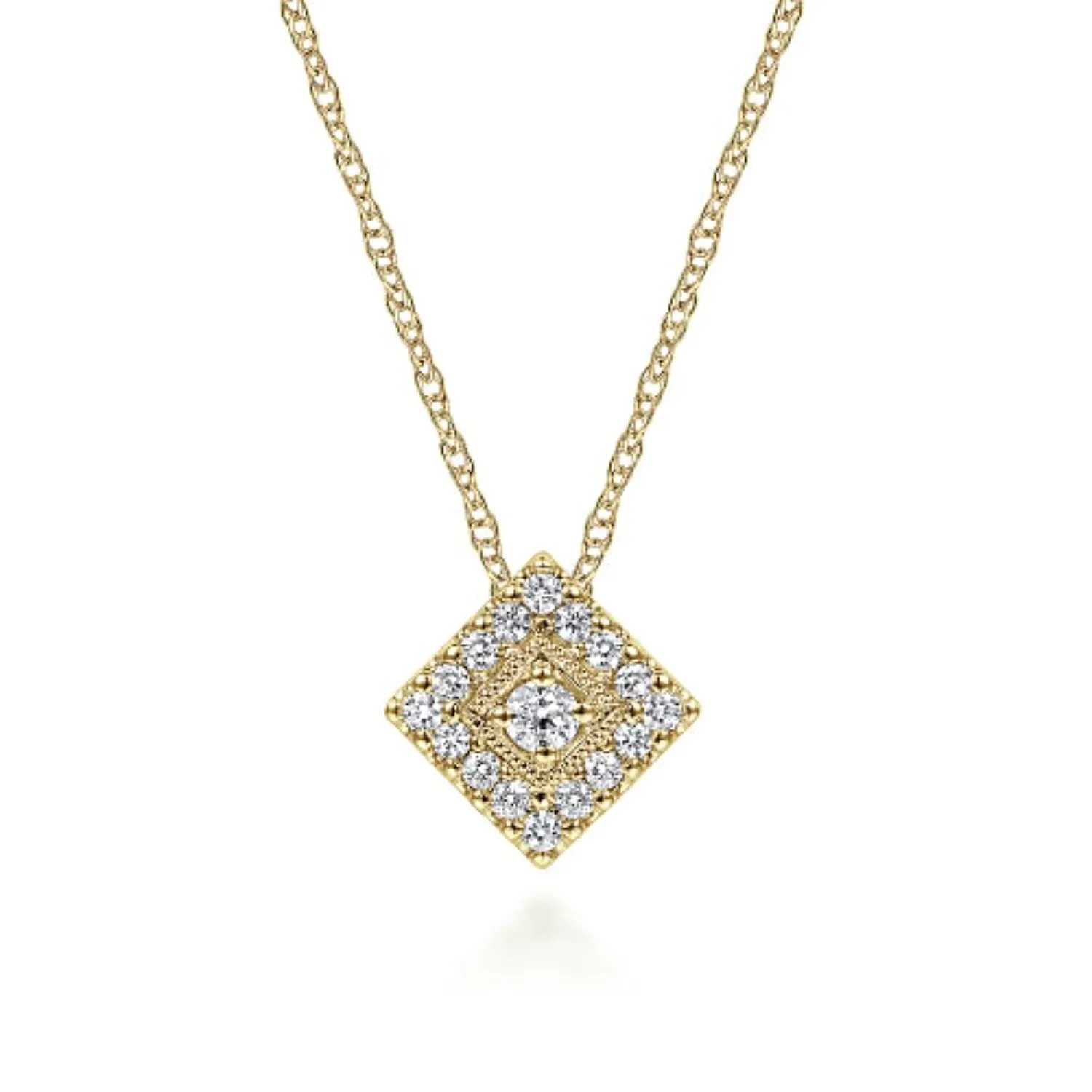 Gabriel & Co.  Diamond Square Pendant Necklace