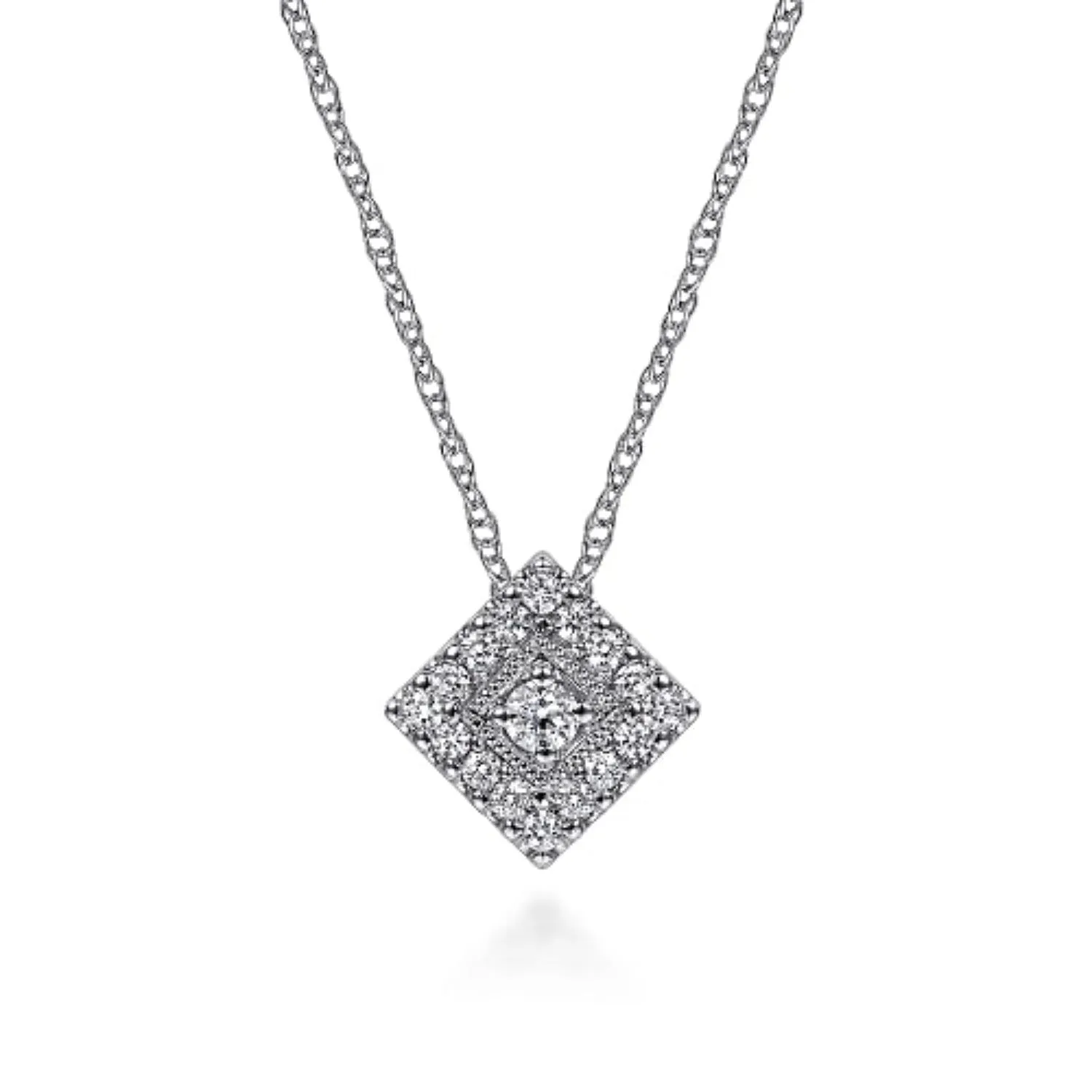 Gabriel & Co.  Diamond Square Pendant Necklace