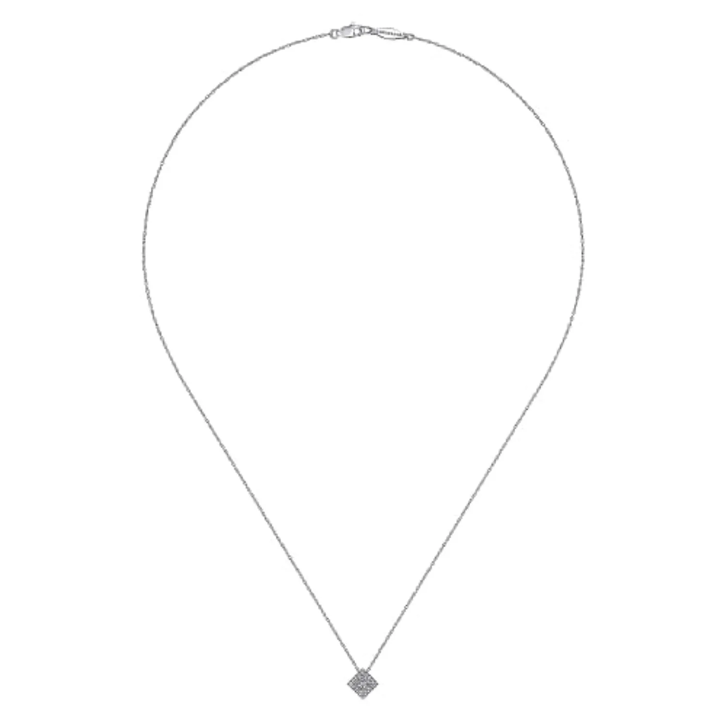 Gabriel & Co.  Diamond Square Pendant Necklace