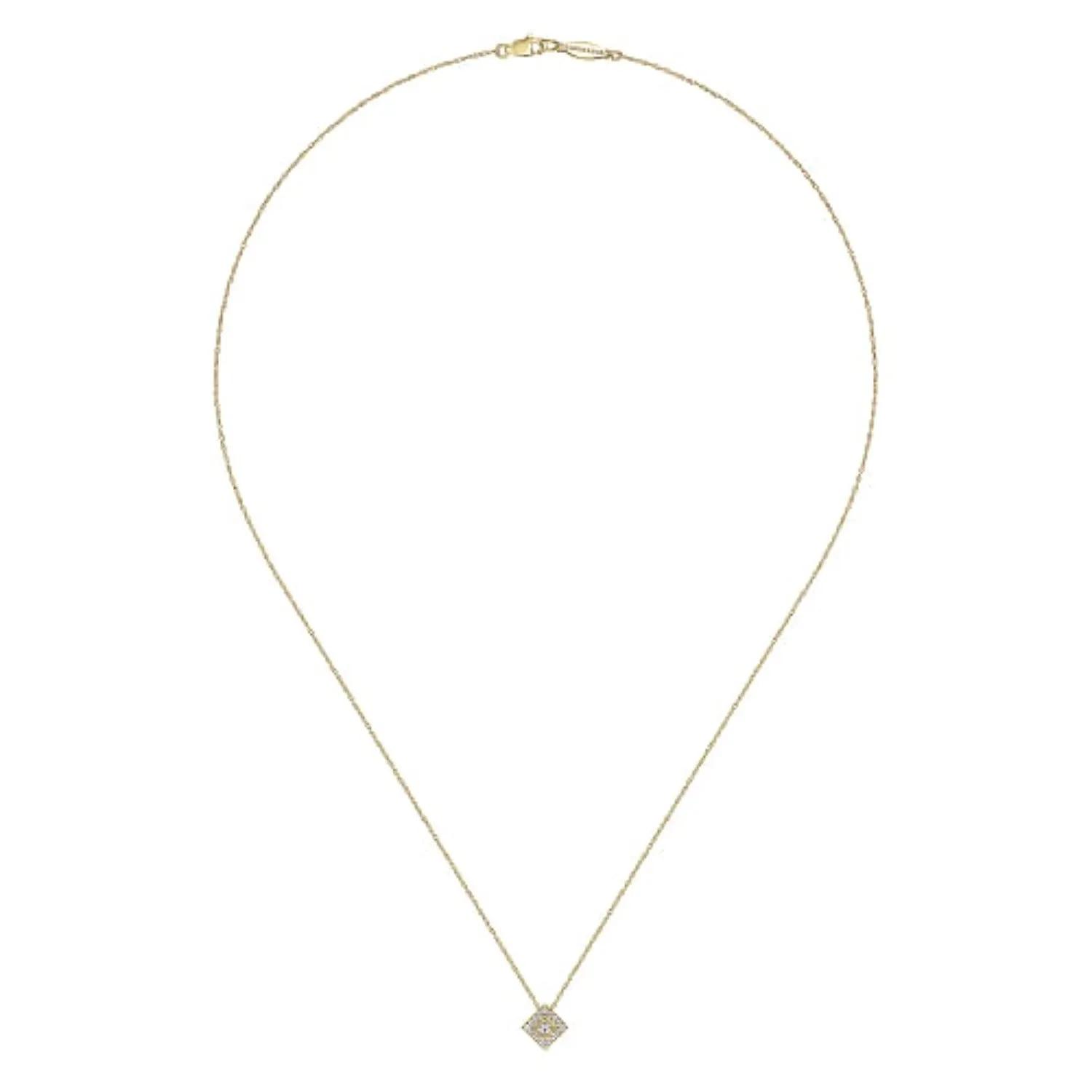 Gabriel & Co.  Diamond Square Pendant Necklace