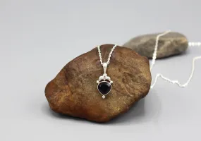 Garnet Inlaid Drop Sterling Silver Pendant