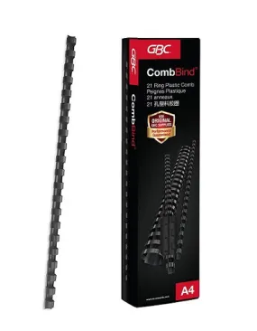 GBC BINDING COMB OVAL 21RG 38MM BLACK (SHEET CAP. 330 - 80 GSM  / BOX OF 50) 4028185