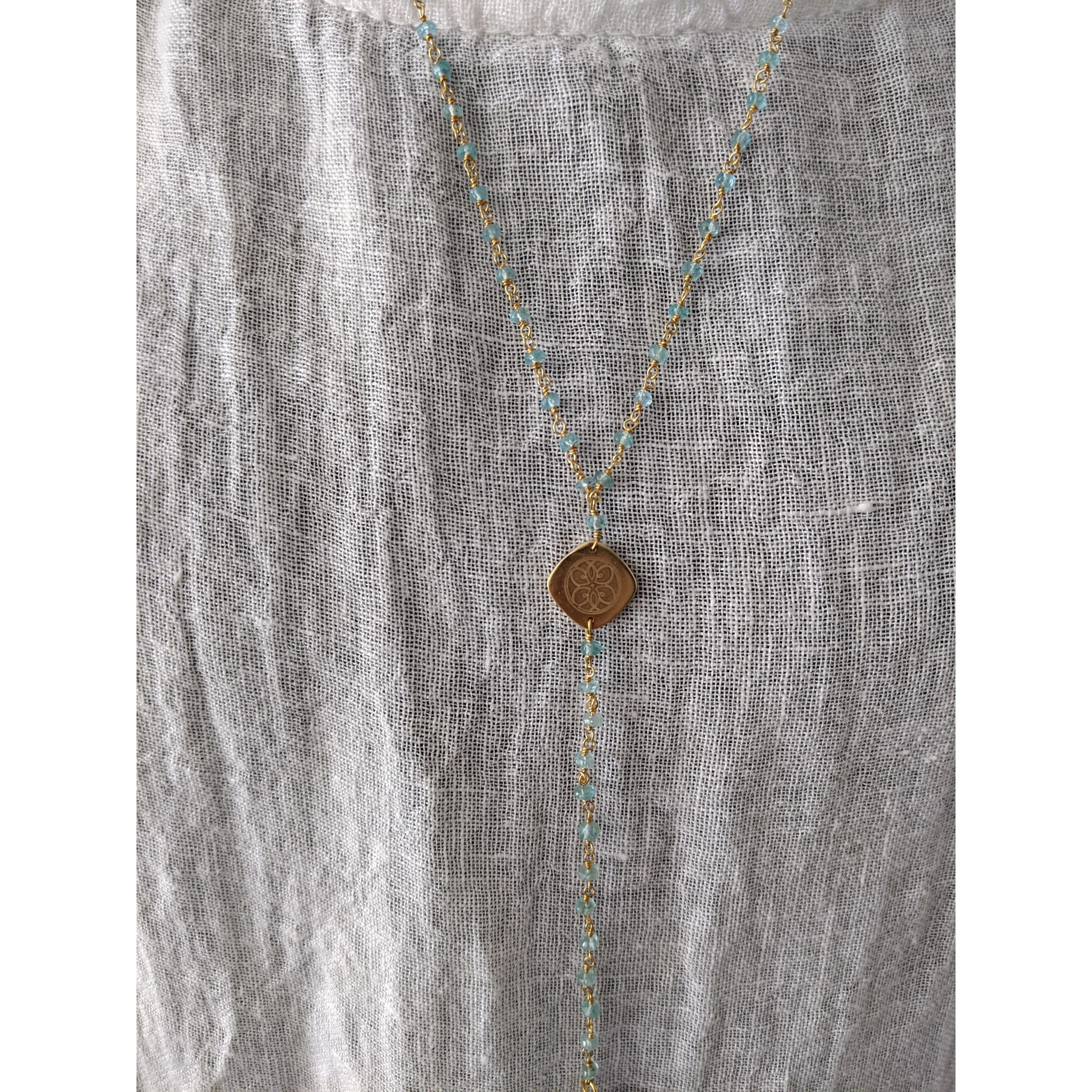 Gemstone and Sterling Silver Chain Y Necklace