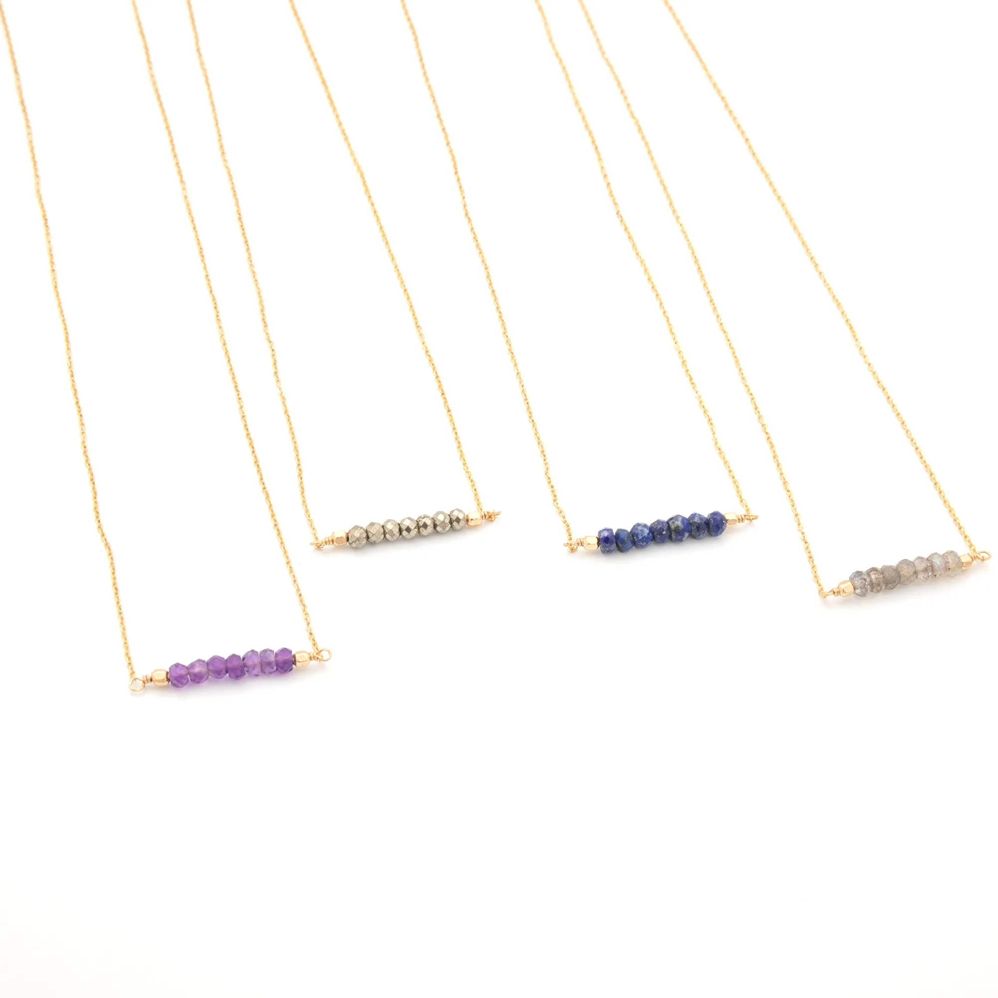 Gemstone Bar Gold Filled Necklace