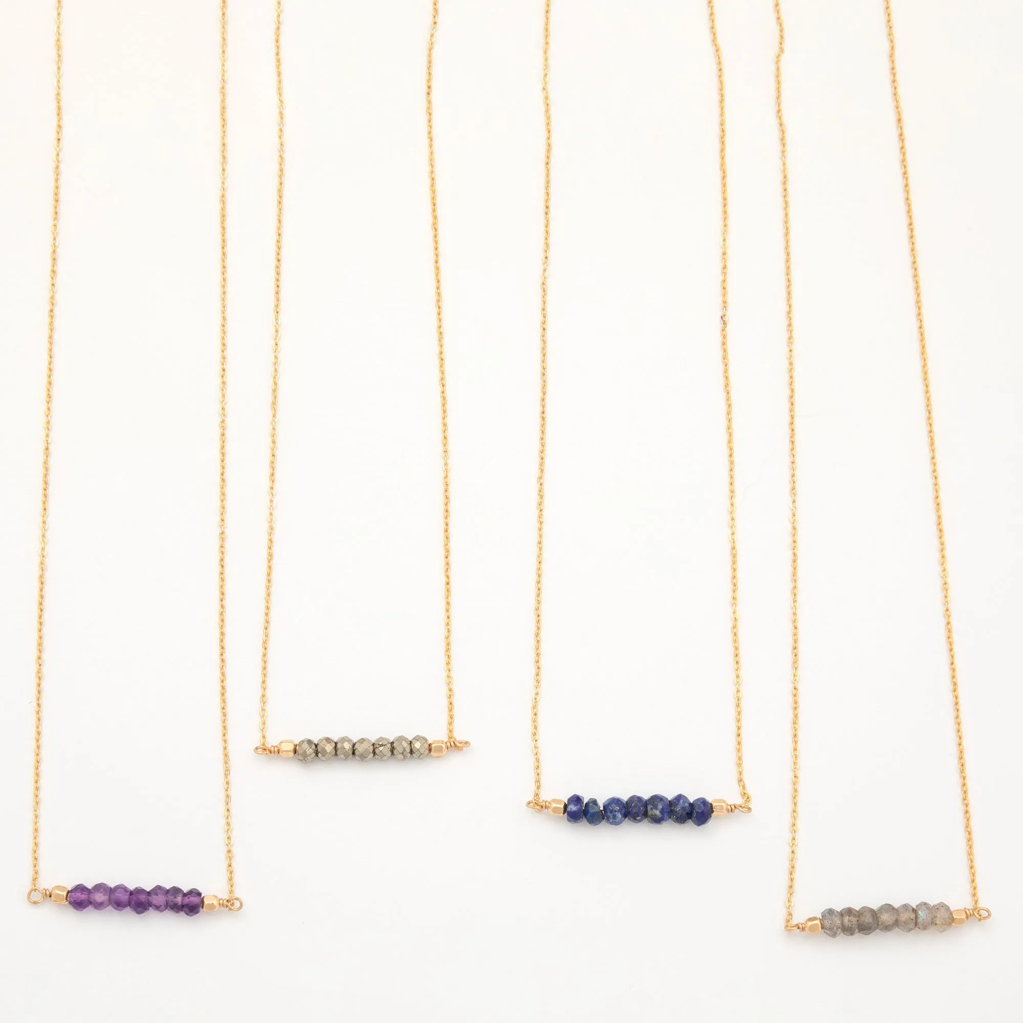 Gemstone Bar Gold Filled Necklace