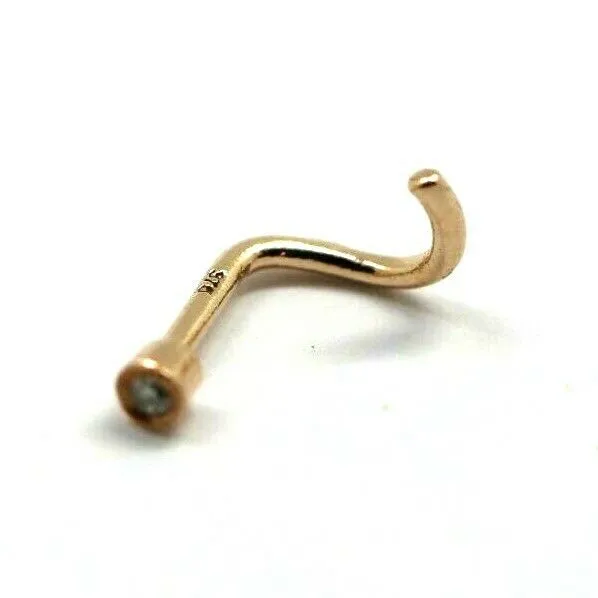 Genuine 9ct Rose Gold Small Yellow, Rose or White Bezel Set Diamond Nose Stud Ring body jewellery