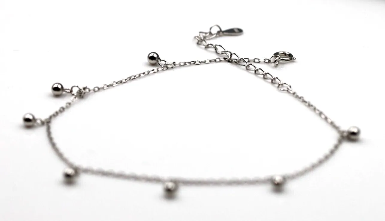 Genuine Sterling Silver 24cm Anklet   7 Ball Charms