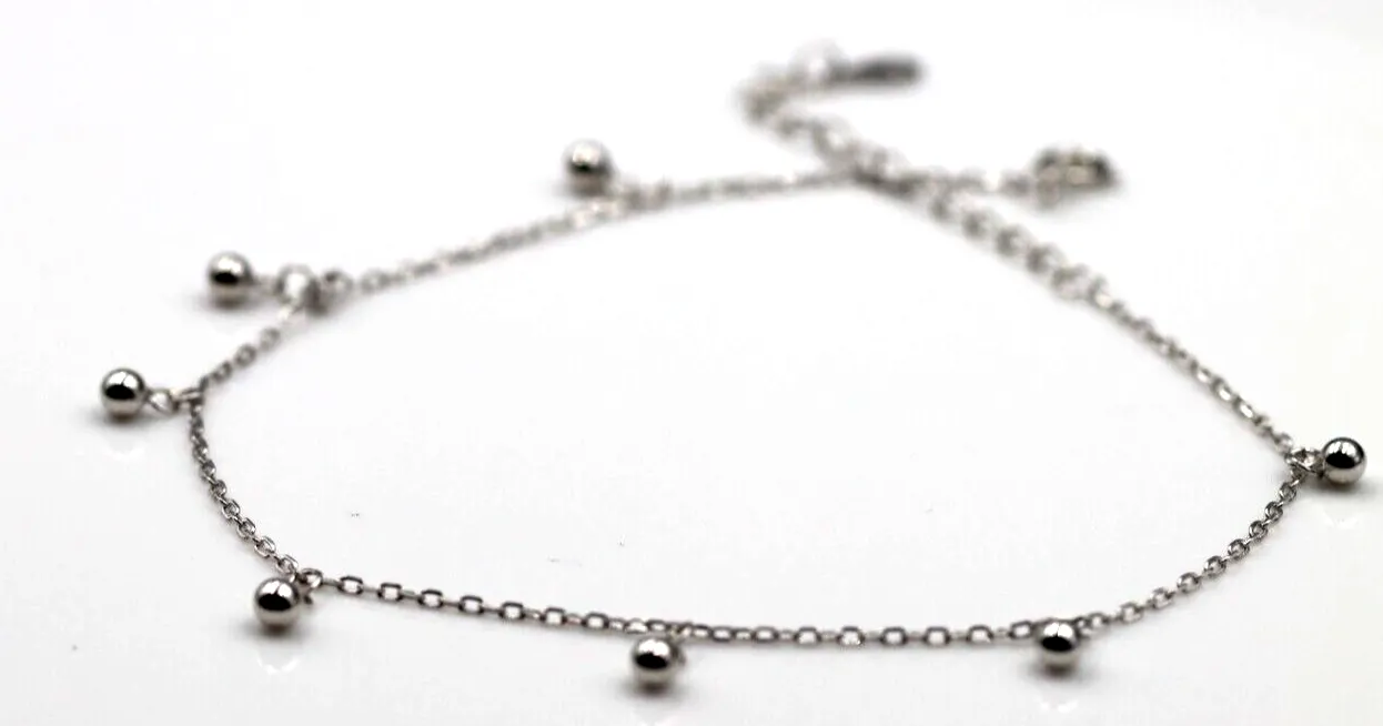 Genuine Sterling Silver 24cm Anklet   7 Ball Charms