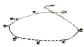 Genuine Sterling Silver 24cm Anklet   7 Ball Charms