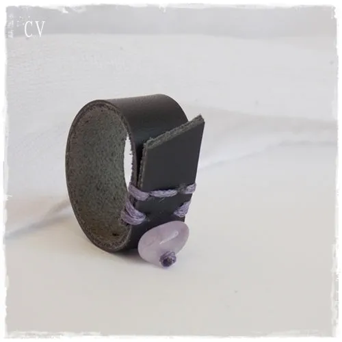 Geometric Black Leather Ring