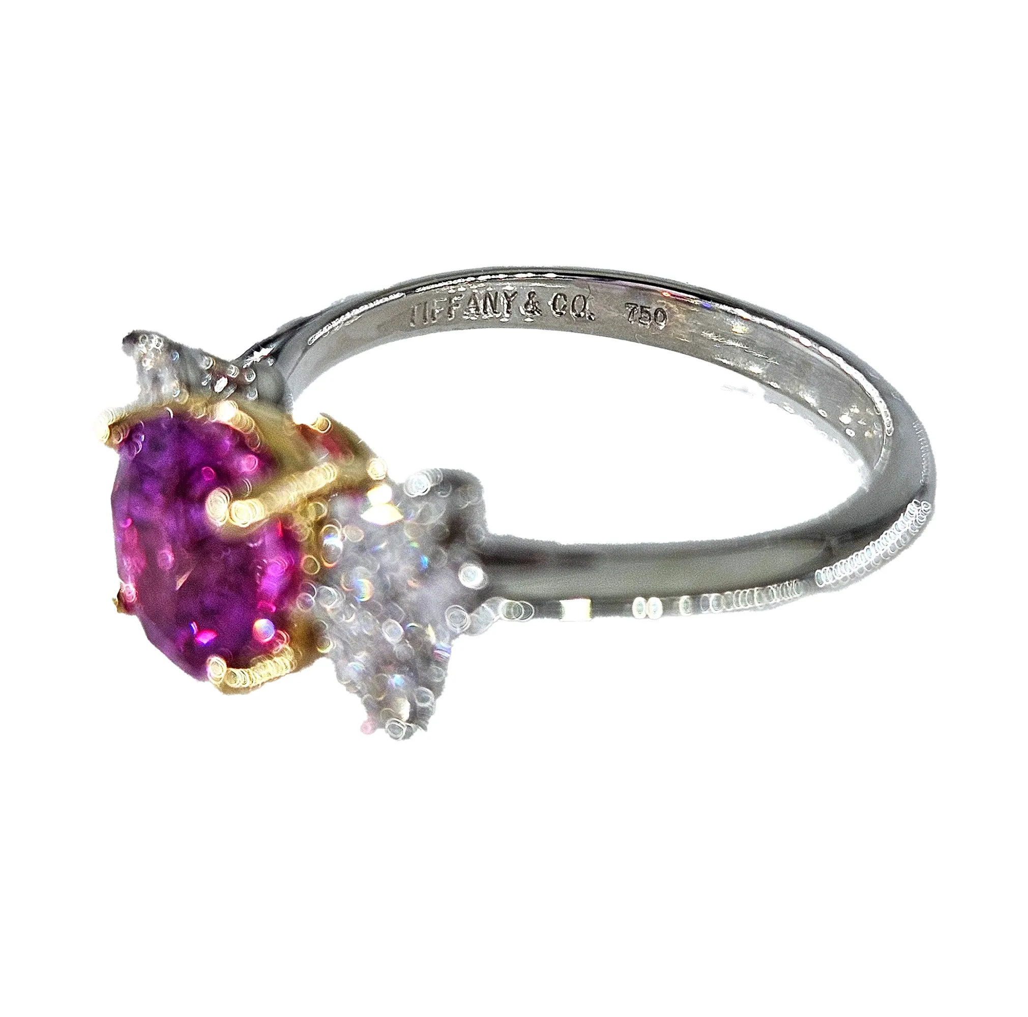 GIA Vintage TIFFANY & Co 2.60ctw Pink Sapphire and Diamond Platinum Ring