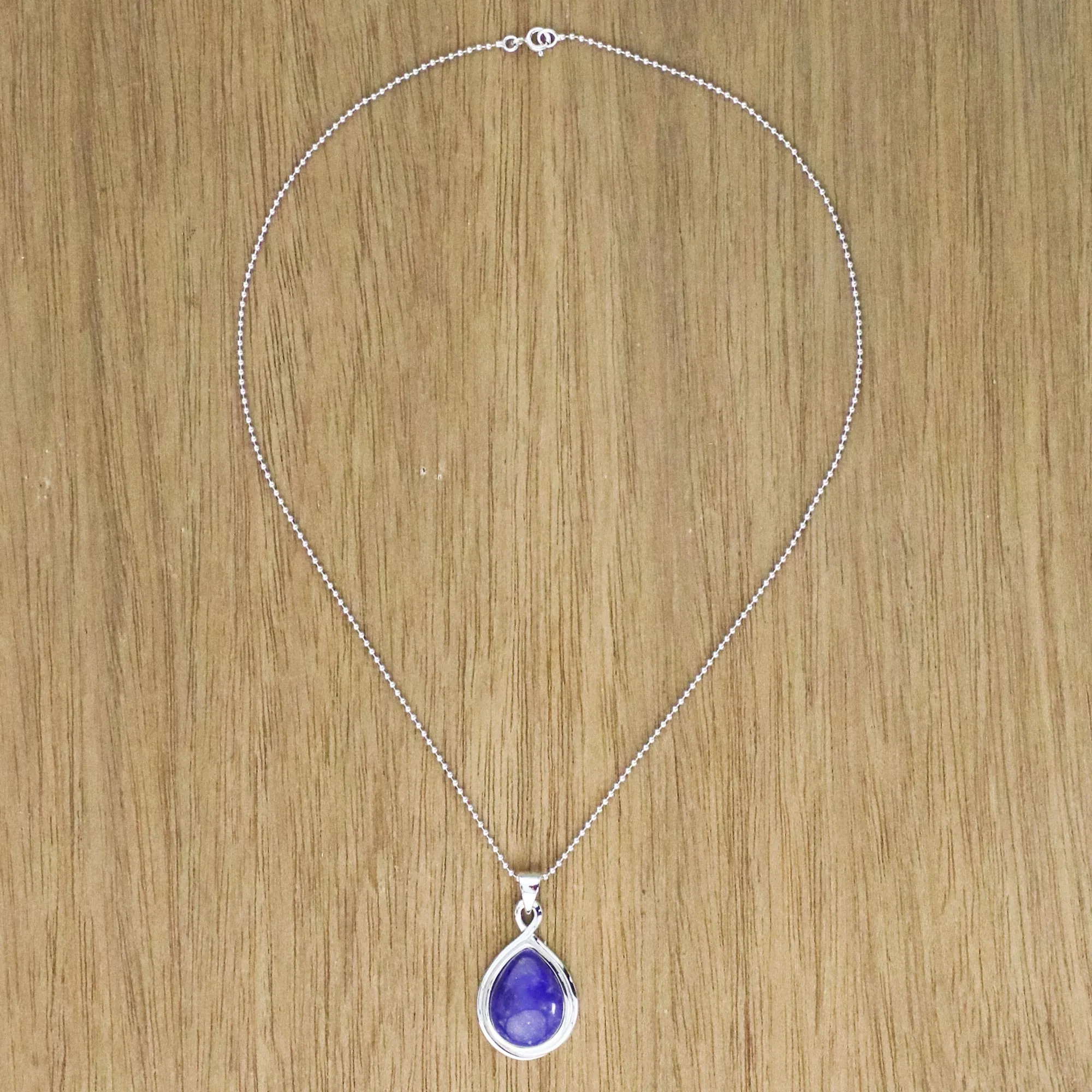 Glamorous Twist Drop-Shaped Lapis Lazuli Pendant Necklace from Thailand