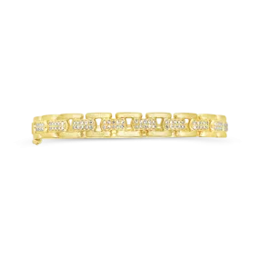 Gold & Diamond Link Bangle Bracelet