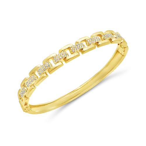 Gold & Diamond Link Bangle Bracelet