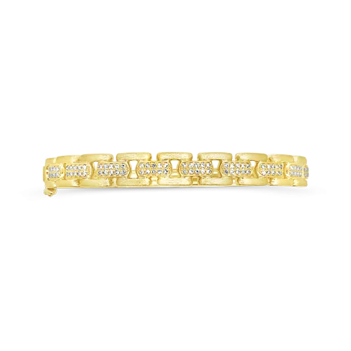 Gold & Diamond Link Bangle Bracelet