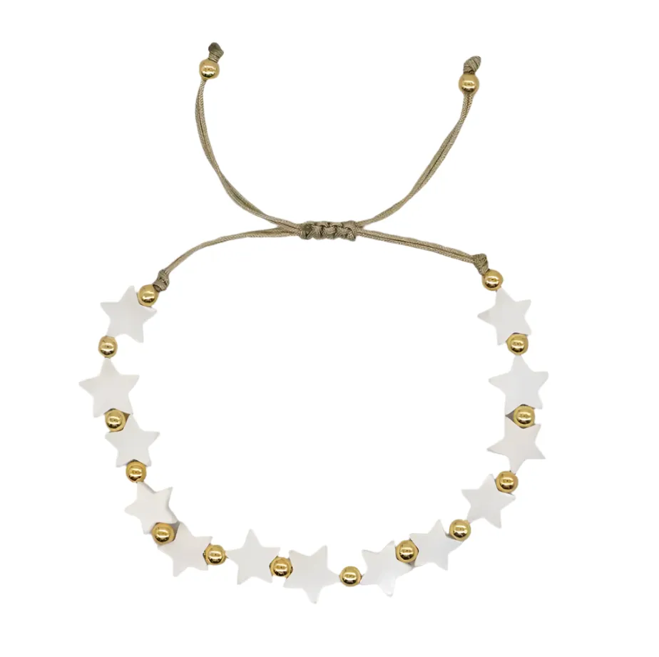 Gold and White Star Bracelet