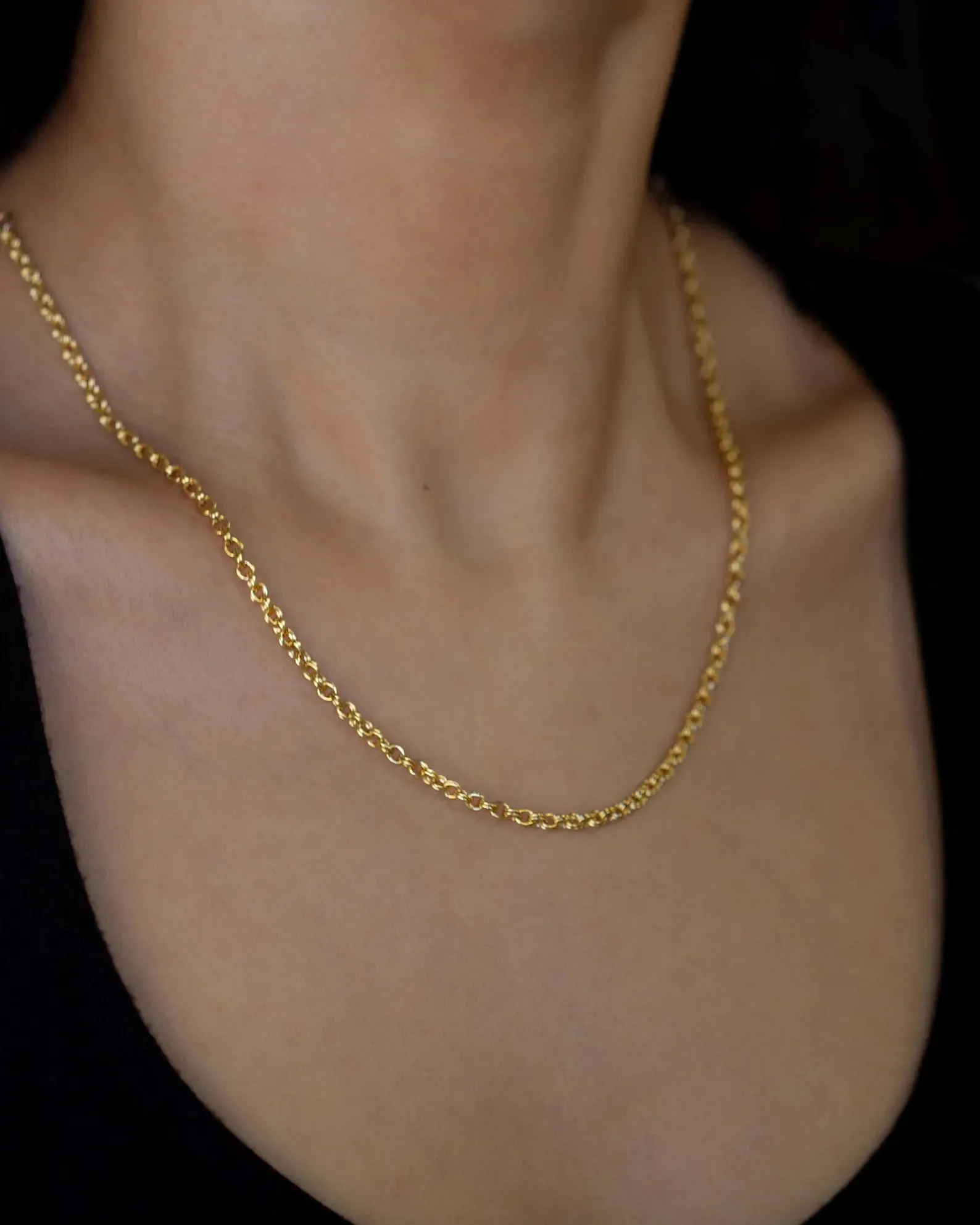 Gold Double Round Cable Chain Necklace