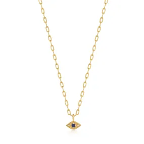 Gold Lapis Evil Eye Necklace