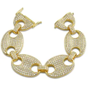 Gold Marine 24MM Link CZ Bling Bling Bracelet