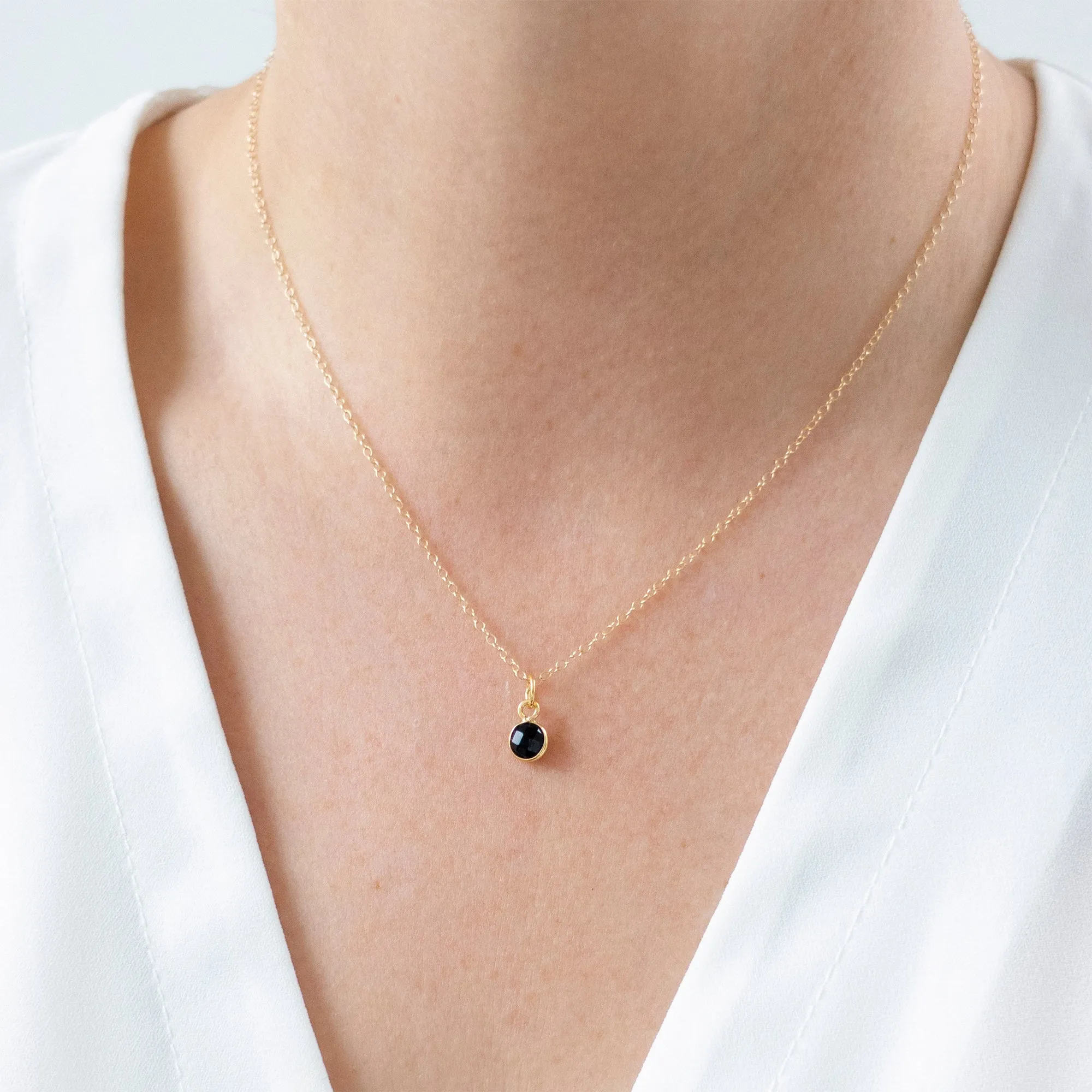 Gold Onyx December Birthstone Necklace