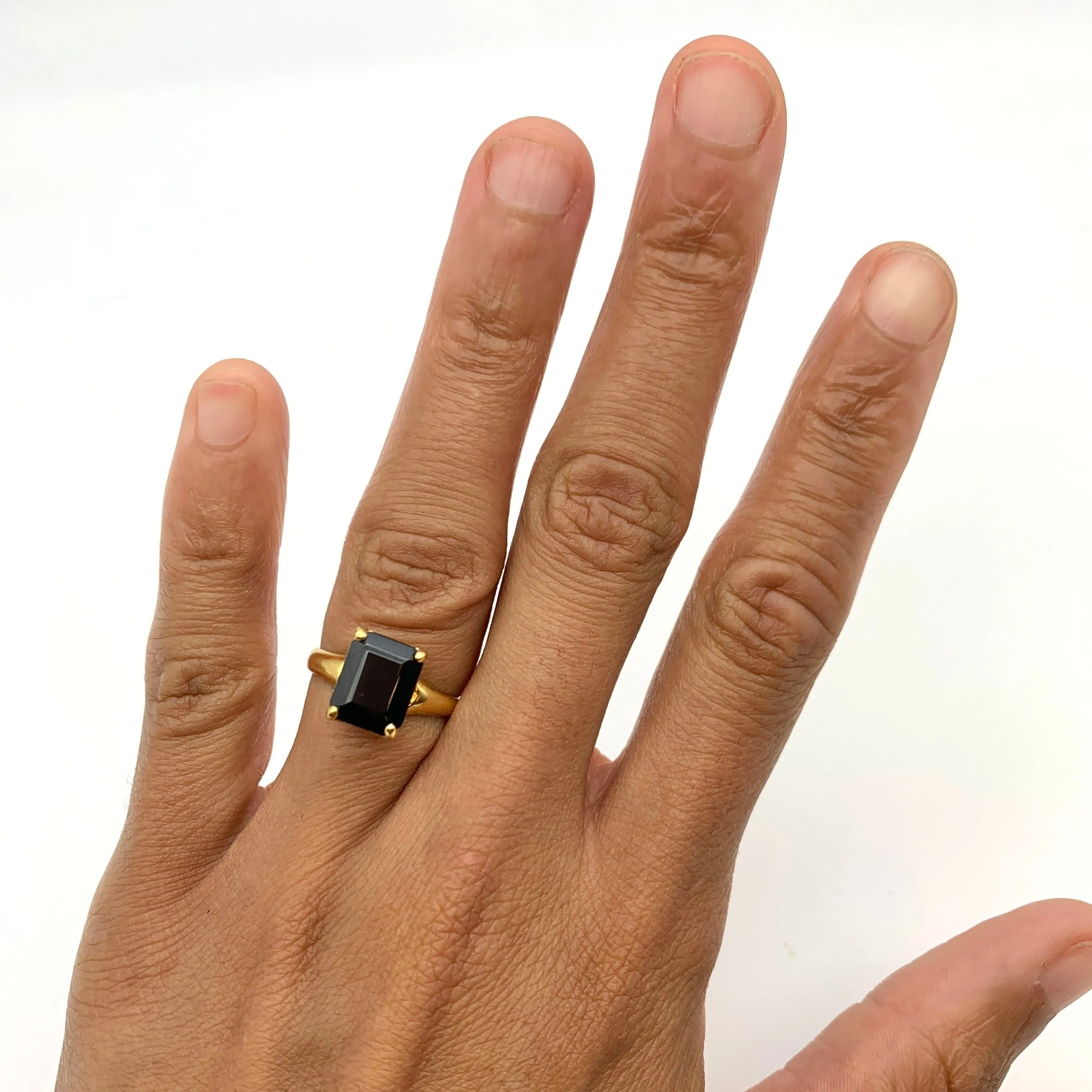 Gold Onyx Ring - Black Square Ring - Vintage Gold Ring