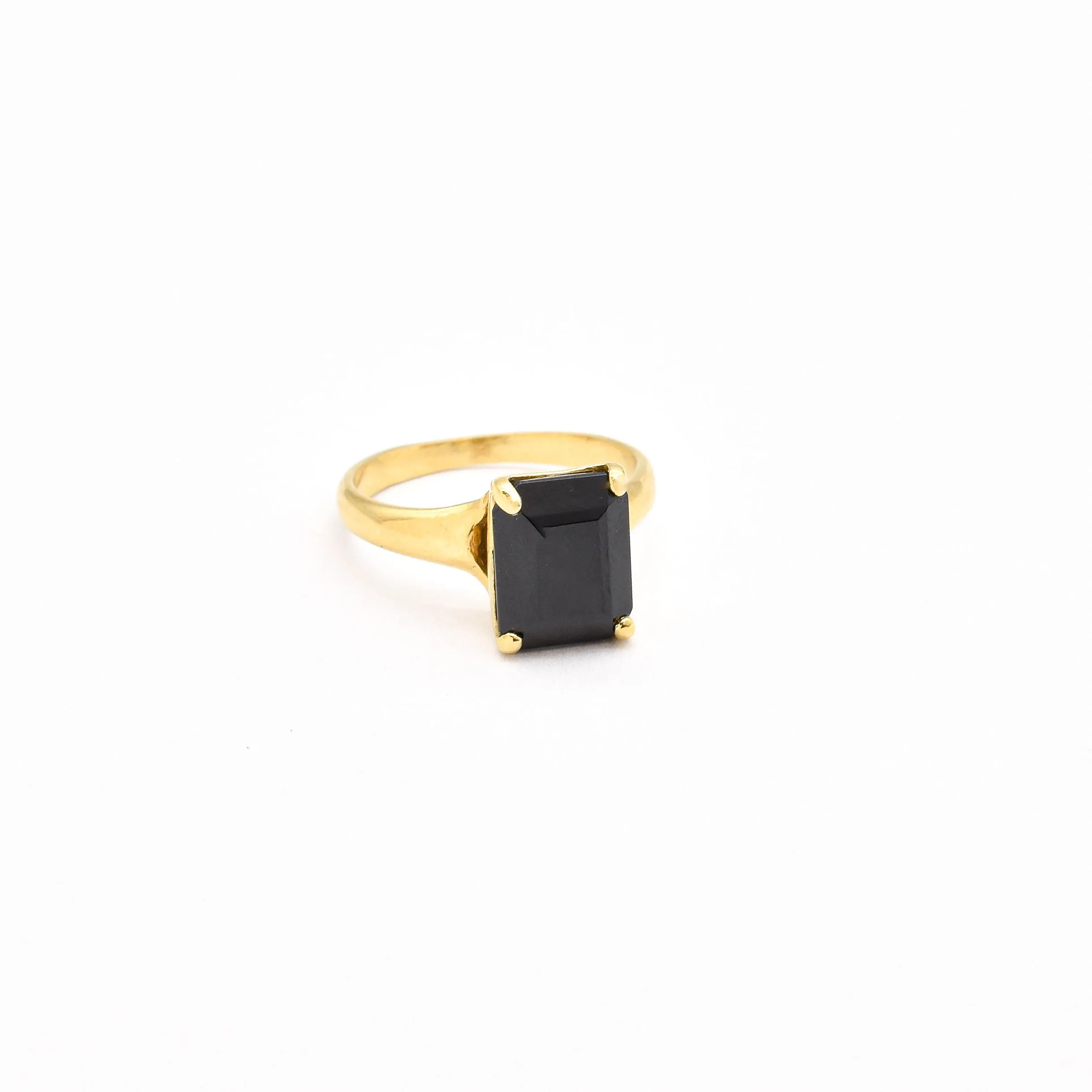 Gold Onyx Ring - Black Square Ring - Vintage Gold Ring