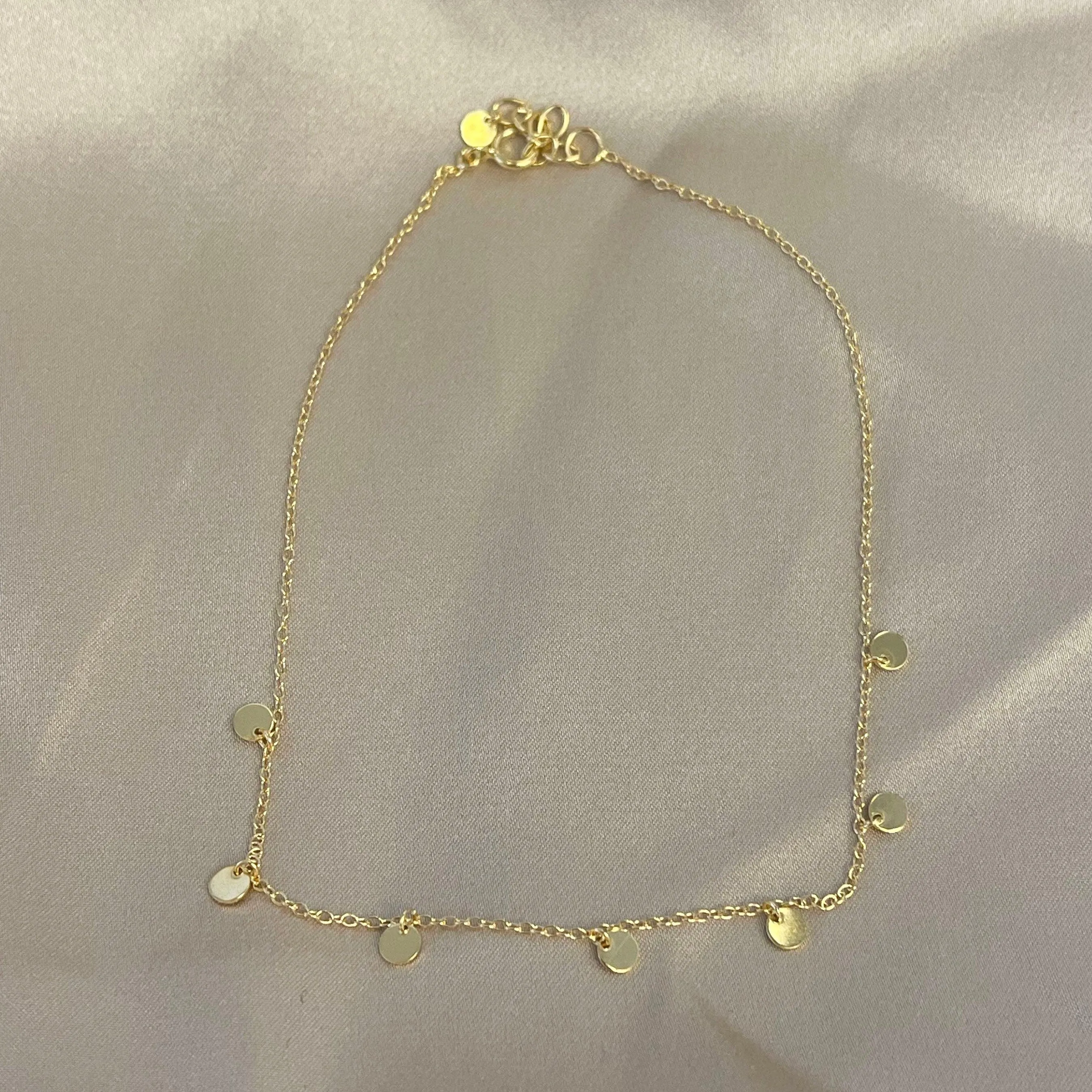 Gold Plate Anklet with Multi Gold Drops