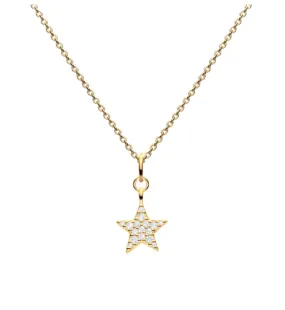 Gold Plated silver Star Necklace with Pave set cubic zirconia